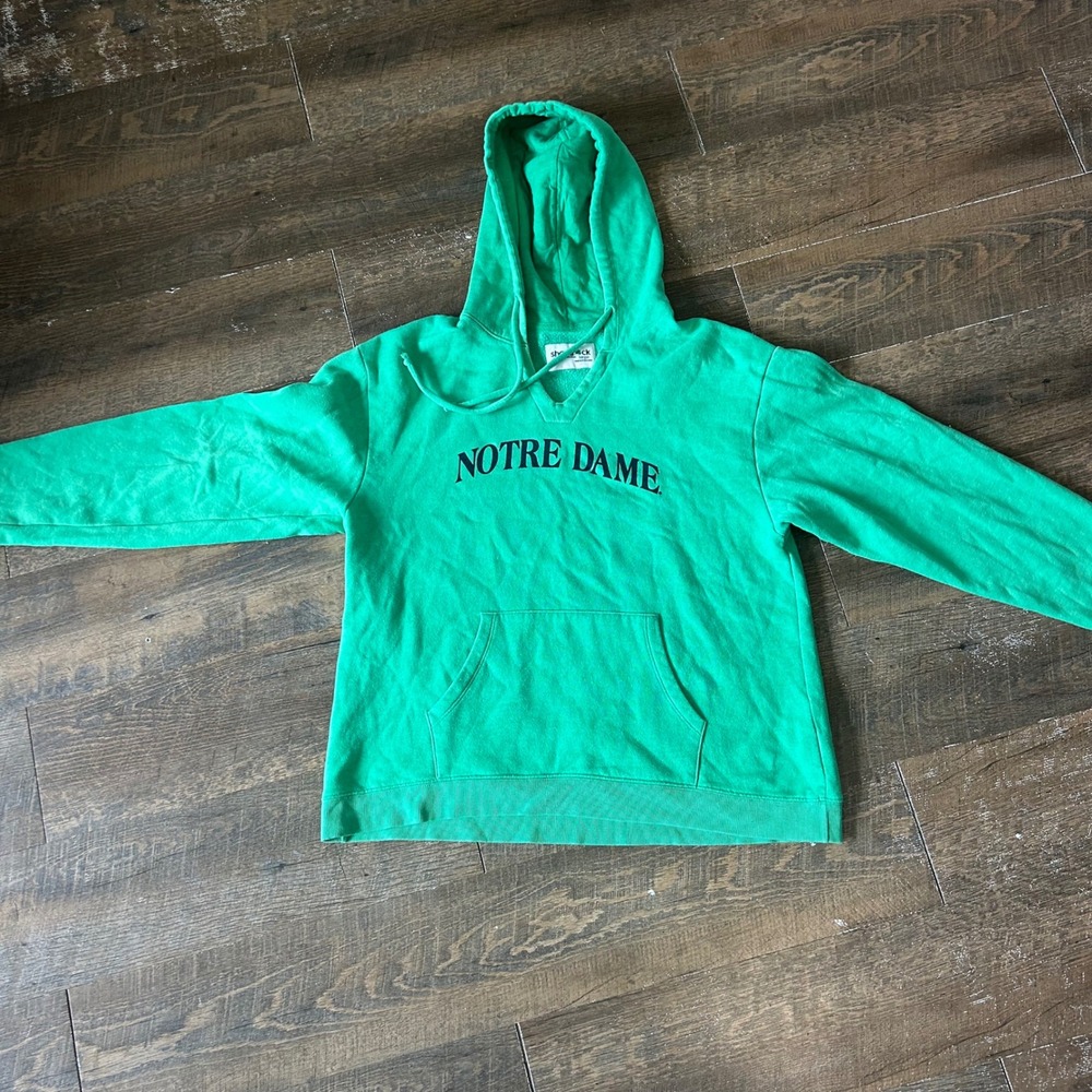 Shamrock Notre Dame Fighting Irish Green Hoodie V-Notch Pullover Large